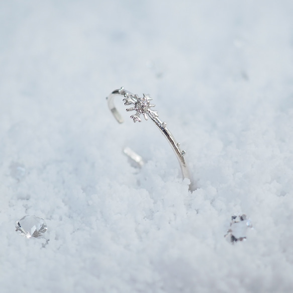 * ~ Snow Crystal ~ * Snow Crystal 戒指和耳夾（銀色）&lt;* Creema Limited& 第6張的照片