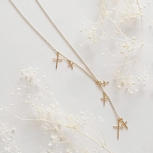 Star Cross Necklace (gold) 3枚目の画像