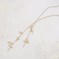 Star Cross pierced earring(gold) 1枚目の画像