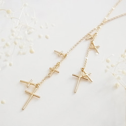 Star Cross pierced earring(gold) 2枚目の画像