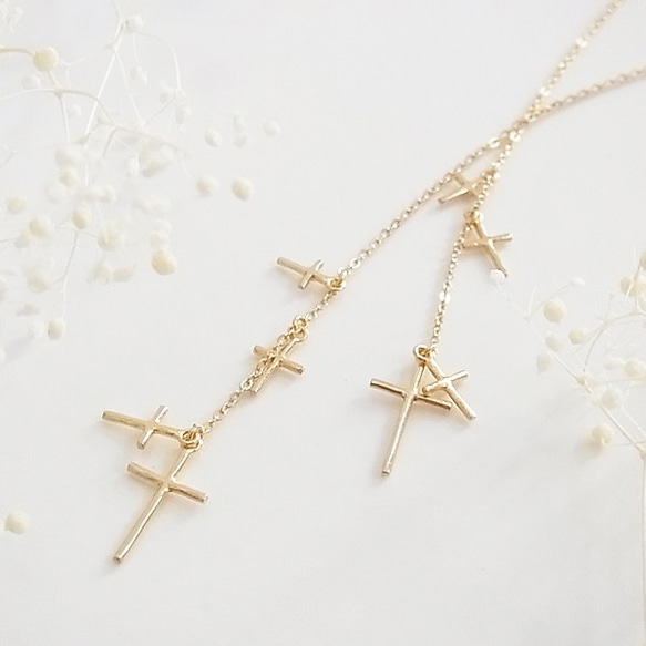 Star Cross pierced earring(gold) 2枚目の画像