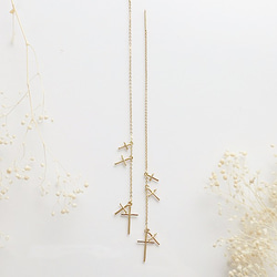 Star Cross pierced earring(gold) 3枚目の画像