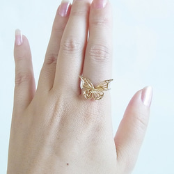 蝴蝶造型戒指(金色) 第4張的照片