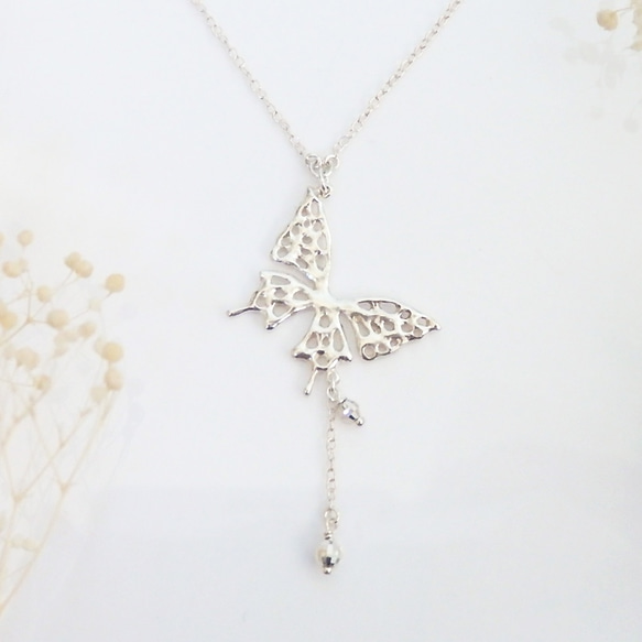 Stardust Butterfly(アゲハ蝶のネックレスA)(silver) 2枚目の画像