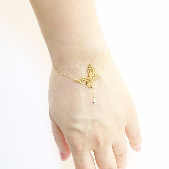 Stardust Butterfly(アゲハ蝶のブレスレットB (gold)) 4枚目の画像