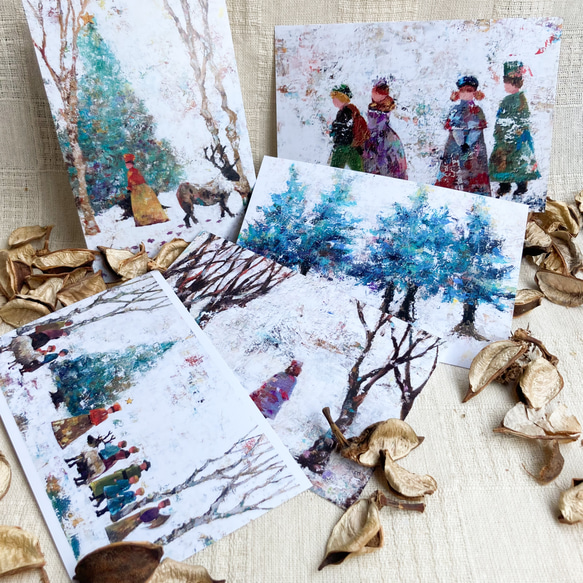 【クリスマス】【ポストカード5枚】冬の絵本のポストカードセット【クリスマスポストカード】 1枚目の画像