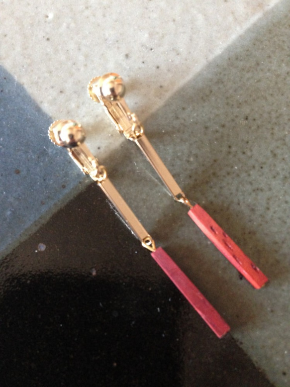 nun chuk  【gold color×red】【earring】 2枚目の画像