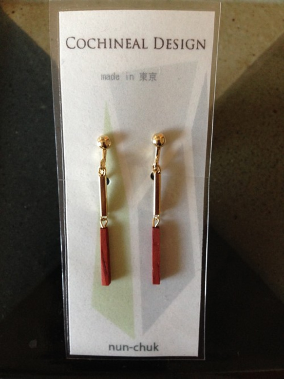 nun chuk  【gold color×red】【earring】 3枚目の画像