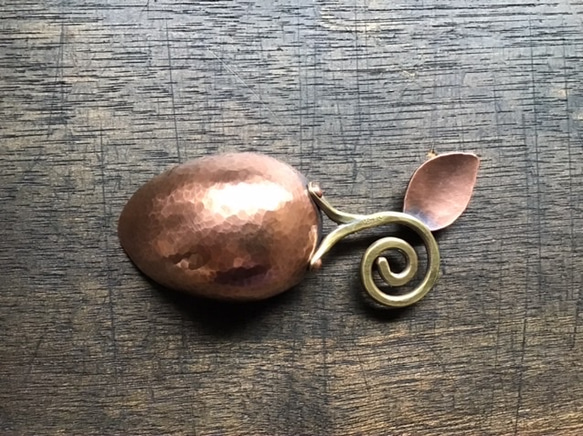 銅のコーヒーメジャースプーン（スコップ型　くるくる葉っぱタイプ）　※受注品 4枚目の画像