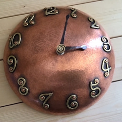 ハンドメイド　鍛金　真鍮　銅　黒　丸　円　ラウンド　金属　掛け時計 0_bf6d681a429e7d8b3095b03a0df9
