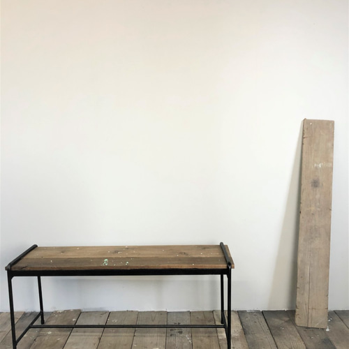 アイアンベンチ•長椅子【鉄脚/足場板・スギ古材】　1点モノ アイアンベンチ・長椅子【鉄脚/足場板・スギ古材】1点モノ 椅子