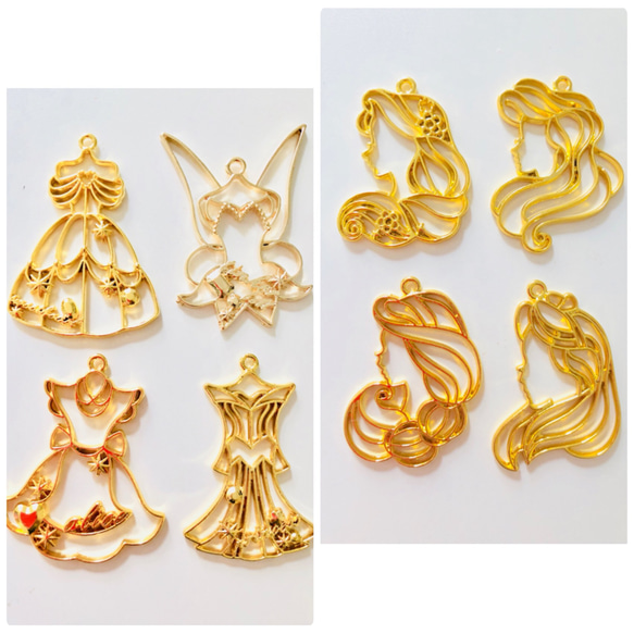 ゴールド プリンセス モチーフ レジン枠セット 空枠 セット