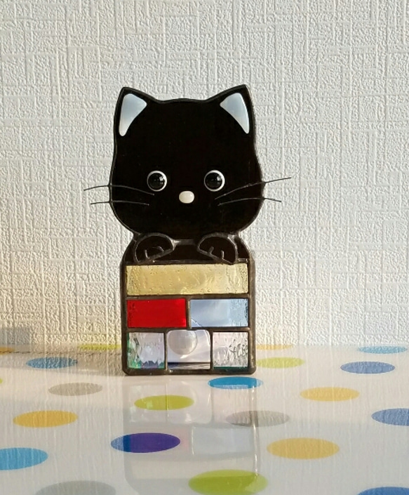 【超特価】 黒猫ちゃんの明暗＆人感センサーランプ【受注製作】 スタンド フロアスタンド