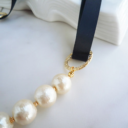 SOLDOUT＊Satin ribbon cotton pearl necklace 2枚目の画像