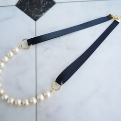 SOLDOUT＊Satin ribbon cotton pearl necklace 3枚目の画像