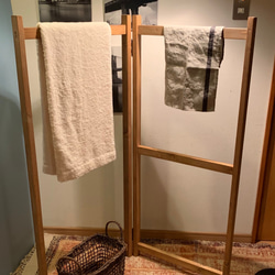 ハンガーラック ポールハンガー 木製ハンドメイド 木製棚 古材風