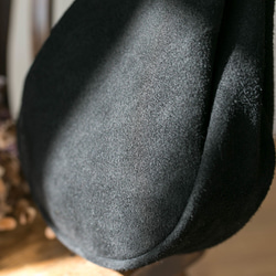 本革スウェード/ベロア製巾着サコッシュバッグ 黒 6枚目の画像