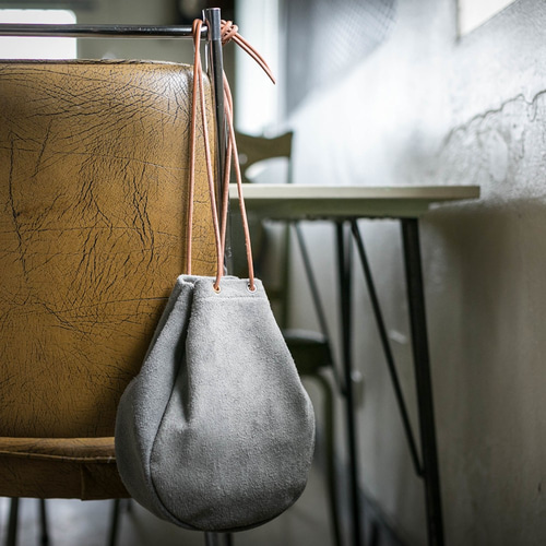 本革スウェード/ベロア製巾着サコッシュバッグ 黒 巾着バッグ +K 通販