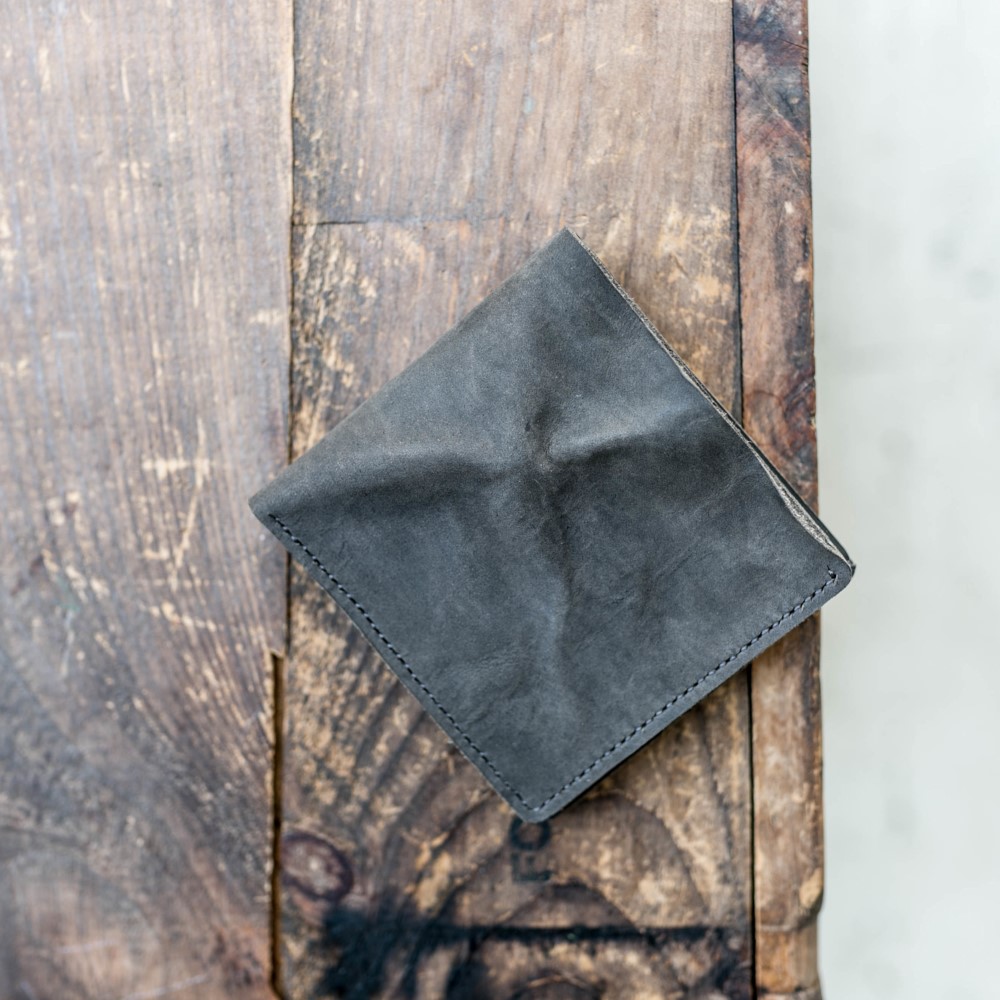 切落し本革レザー2つ折り財布 / ヴィンテージ・グレー