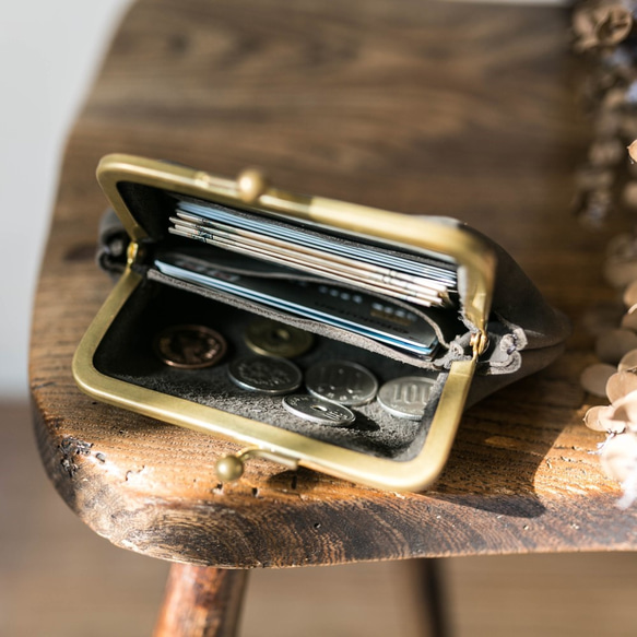 成人可調式扣式皮夾 / 灰黑色 第3張的照片