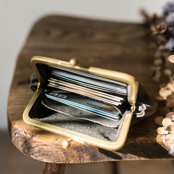 成人可調式扣式皮夾 / 灰黑色 第4張的照片