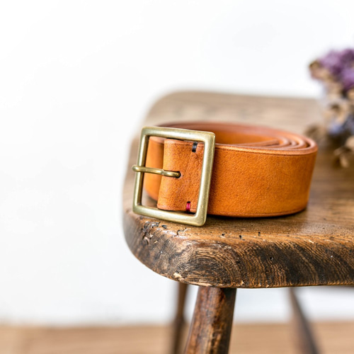 柔らかなシンプルレザーベルト ペアセット / キャメル その他