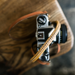 手工縫製真皮相機頸帶/復古棕褐色 第9張的照片