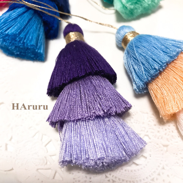 コットン 3段 タッセル パープル その他素材 Rin 通販 4646147｜Creema  