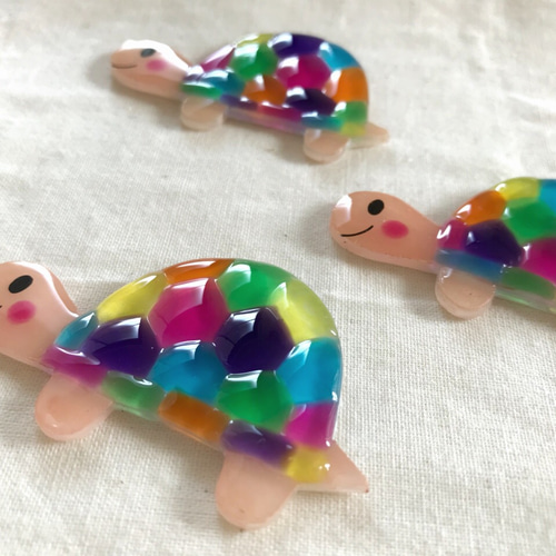 亀　レジンヘアゴム　桜 レインボー亀のカメタ ヘアゴム 桜さくら 通販 6388840｜Creema(クリーマ)