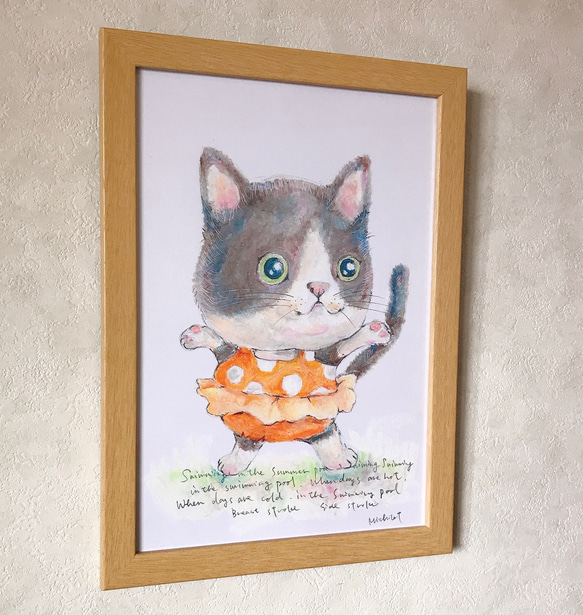 ねこのオイルパステル画 ねこのオイルパステル画 オイルパステル画 240×240mm #オイル
