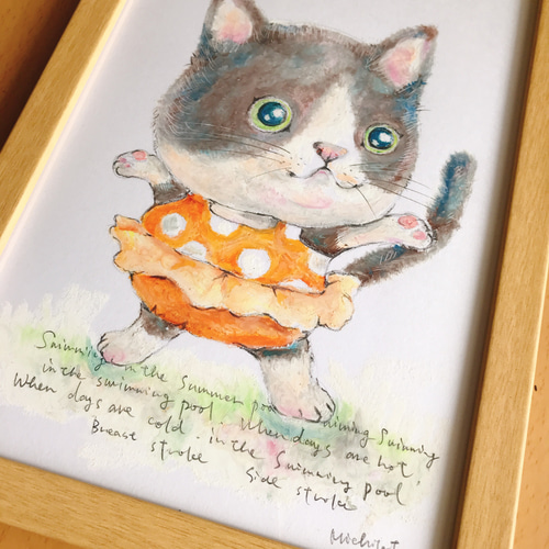 オイルパステル原画 新しい水着を買ったの！（送料無料