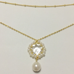 New✴︎夢幻般的珍珠和透明水晶雙鏈回喀秋莎耳環✴︎免費送貨✴︎ 第3張的照片