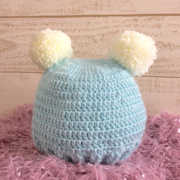 可選pom-poms嬰兒針織帽 第4張的照片