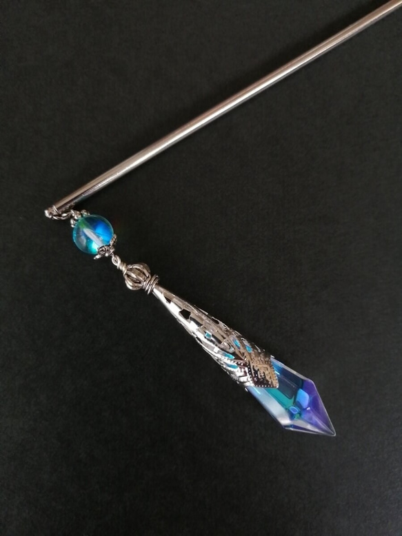 再販✖️16 夜の魔術部 オーロラ クリスタル ガラス 簪 幻想の光