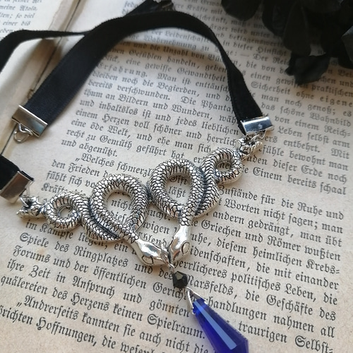 再販✖️9 夜の魔術部 蛇のチョーカー 通常ネックレス変更可能 青