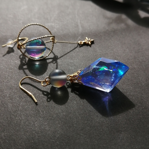 再販✖️6 天体観測 惑星 衛星 鉱石ピアス イヤリング ピアス 