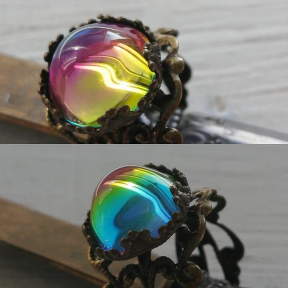再再再再再販　夜の魔術部　マジェスティックカラー　虹を閉じ込めたリング　指輪 1枚目の画像