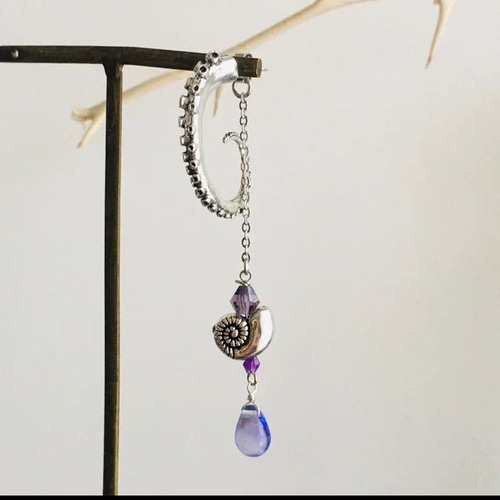 雫タンザナイトのWフープピアス✩.*˚天然石×14kgf 取れ