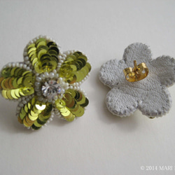 数量限定　刺繍ピアス　  Bouquet・Jaune ブーケ・イエロー 2枚目の画像