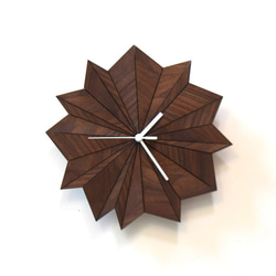 Origami walnut - handmade dark brown wall clock 第3張的照片