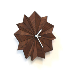 Origami walnut - handmade dark brown wall clock 第4張的照片