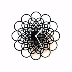 木製ウォールクロックRings - 29/41/59 cm黒い幾何学的な壁時計 2枚目の画像