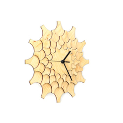 木製の壁時計Cogwheel (歯車) - 29cmモダン時計、レーザーカット手作りの壁画 3枚目の画像
