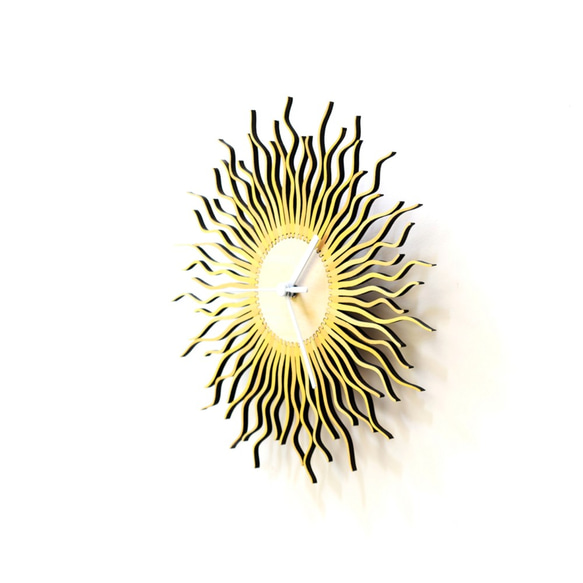 Shockhead - エレガントでモダンなサンバースト掛け時計、金色の壁装飾 5枚目の画像