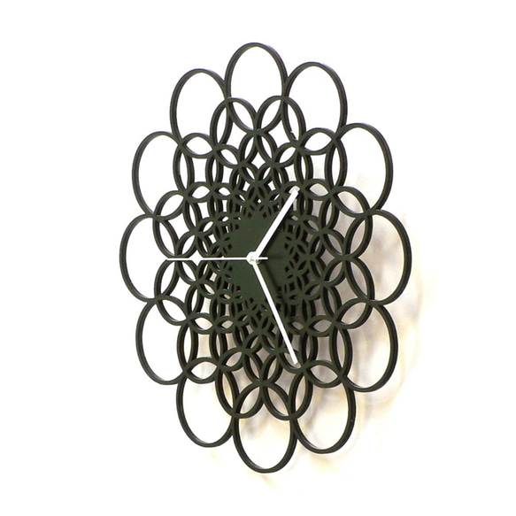 Rings - black geometric wooden wall clock 第3張的照片