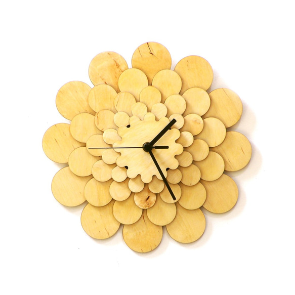Dahlia L - 41cm wooden wall clock w floral motives 第1張的照片
