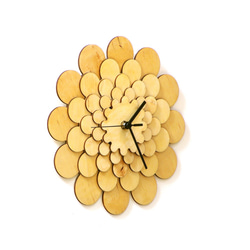 Dahlia L - 41cm wooden wall clock w floral motives 第2張的照片