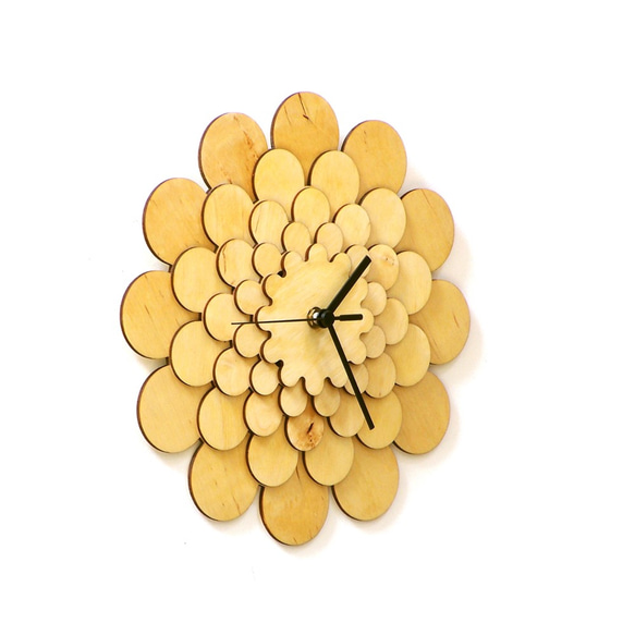 Dahlia L - 41cm wooden wall clock w floral motives 第2張的照片