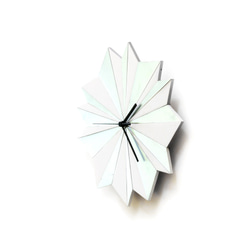 Origami 摺紙銀色 - 29公分手工有機掛鐘 第5張的照片