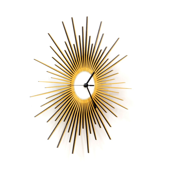 The Big Bang - elegant stylish wooden wall clock in gold 第4張的照片